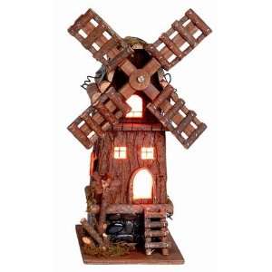 Windmill w/Movement Wood Lighting Statue & Figurine Collection 