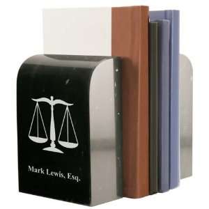   Black Marble Lawyer Scales of Justice Bookends 