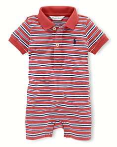Ralph Lauren Childrenswear Infant Boys Stripe Polo Shortall   Sizes 3 