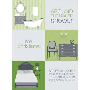   Squares Around the House Olive Invitations