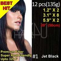   ON HAIR EXTENSIONS STRAIGHT 20 LONG 14PCS SET HEAT FRIENDLY SYNTHETIC