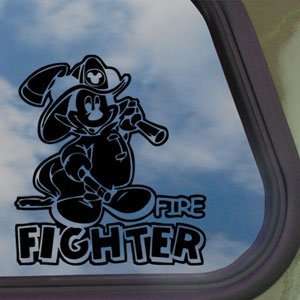 MICKEY DISNEY FIRE FIGHTER Black Decal Window Sticker:  