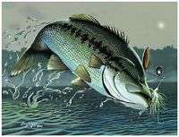 Fish Print Largemouth Bass by aritst Doug Walpus  
