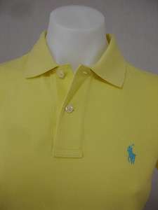 NWT Ralph Lauren Womens Misses Skinny Polo Shirt Mesh Yellow 