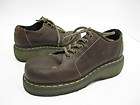 DR. MARTENS Dark Brown Leather Beige Stitch Lace Up Sneakers Shoes Sz 