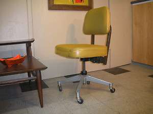   Harvest Gold Vinyl Steno Desk Chair Mid Century Retro Modern  