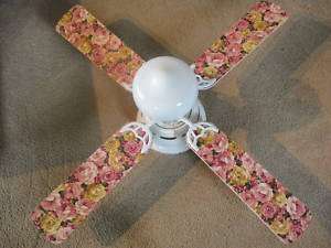 Pink and Yellow roses 42 Ceiling Fan w/light kit  