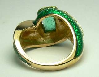 25tcw Colombian Emerald, Enamel & Diamond Cocktail Ring  