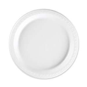 Plastic Round Plates, Reusable/Disposable, 125/PK, White   PLATES 