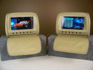 2x 9 TAN Car Headrest DVD Player Monitor Cover with Wireless 