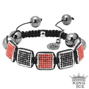  Square Disco Red and Black CZ Hip Hop Bracelet Jewelry