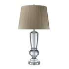   Lamp in Clear Crystal with Light Grey Faux Silk Shade and Off White