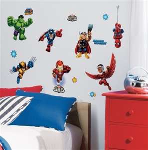 SUPER HERO SQUAD WALL STICKERS Spiderman Iron Man Hulk Captain America 
