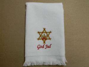 Scandinavian Swedish Norwegian Danish Straw Star God Jul Towel  