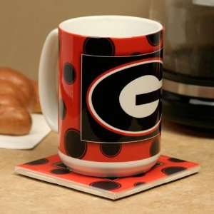 Georgia Bulldogs White 15oz. Polka Dot Mug & Coaster Set  