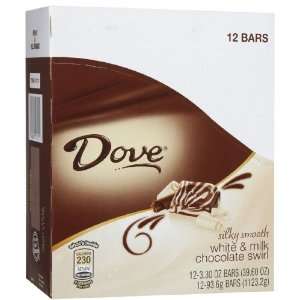 Dove Milk/White Chocolate Fusion Lg Candy Bar, 3.3 oz, 12 ct  