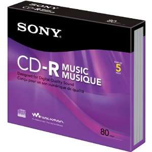  Sony Write Once CD R for Music   5 Pack 