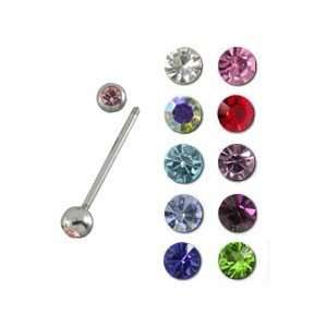  14g Barbell with Double Sided Gems Tongue Ring.: Health 
