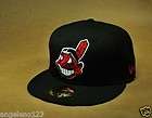 NEW ERA 59Fifty Fitted MLB Baseball Hat Cap Cleveland INDIANS Black 