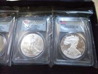 2011 MS PR 70 FIRST STRIKE PCGS 25 ANNIVERSARY SILVER EAGLE 5 COIN SET 
