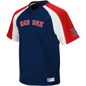  Boston Red Sox Majestic Navy V Neck Crusader Jersey 