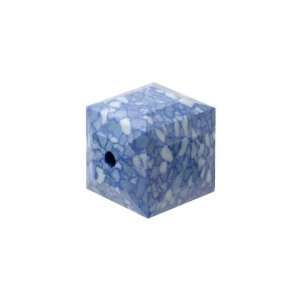  5601B 8mm Ceramic Faceted Cube Marbled Blue Arts, Crafts 