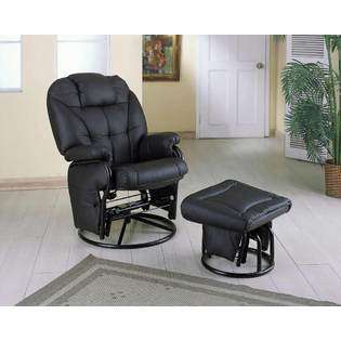 CozyStreet Swivel Glider and Ottoman in Black Leatherette 
