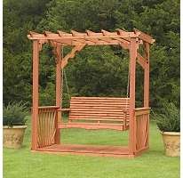 New Big 7 Wooden Cedar Wood Pergola Garden Porch Swing  