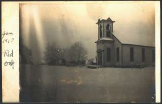 Red Oak Oklahoma 1910 Real Photo of Church & Snowstorm Vintage 