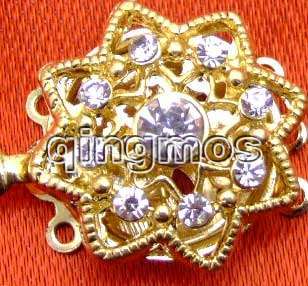 22mm Gold Plated octagon three strings Clasp & crystal  