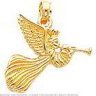 findingking 14k gold angel trumpet pendant