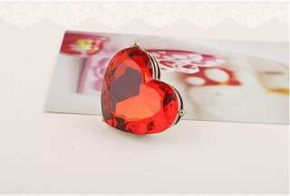 C4049 New Womens Red peach heart big restore ancient ways gem ring 