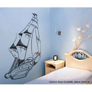   Wall Decal Sticker Pirate Ship Cartoon size 54inX36in item OS_MB137B