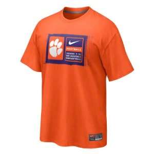  Clemson Tigers Orange Nike Football Sideline Team Issue T 