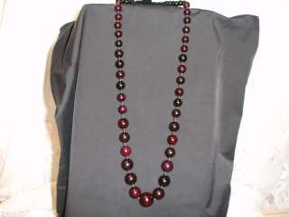 Vtg France Cherry Amber LUCITE Graduated Bead Necklace  