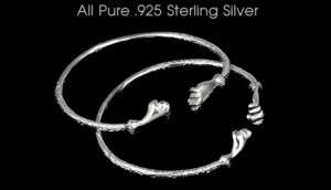 New .925 Sterling Silver West Indian Baby Bangle w Fist  