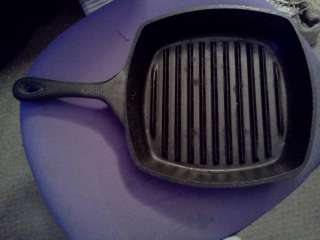 EMERIL CAST IRON GRILL SKILLET / 10 INCH SQUARE W/ GROOVES FOR GREASE 