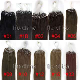   100% INDIAN Loop Ring Remy Human Hair Extensions in 10 Colors  