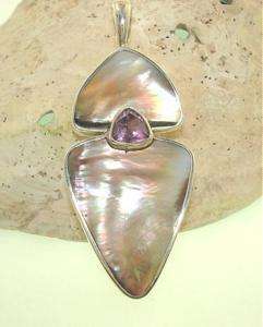 Marta Howell Silver Mother of Pearl Amethyst Pendant #4  