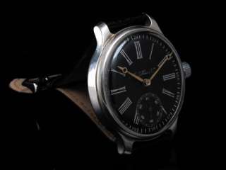 Mens EXCELLENT 1910s HENRY MOSER SCHAFFHAUSEN Vintage BLACK Watch 
