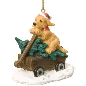   Golden Retriever Dog Wagon Ornament by Big Sky Carvers