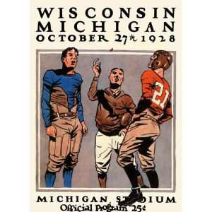 Historic Game Day Program Cover Art   MICHIGAN (H) VS WISCONSIN 1928 