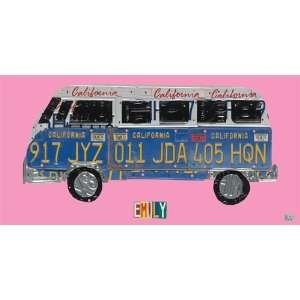  License Plate Road Trip in Pink Canvas Reproduction 