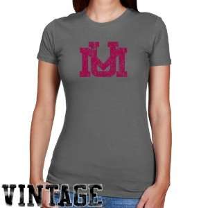  Grizzly Shirt  Montana Grizzlies Ladies Charcoal Distressed Logo 