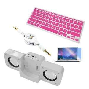  PROTECTOR+PINK SILICONE KEYBOARD CASE+WHITE FOLD UP SPEAKER+WHITE 