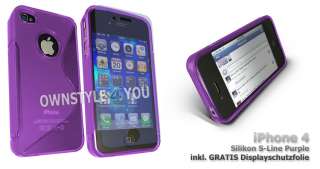 Silikonhülle Tasche Cover Schale für iPhone 4S S Line Purple/Purple 