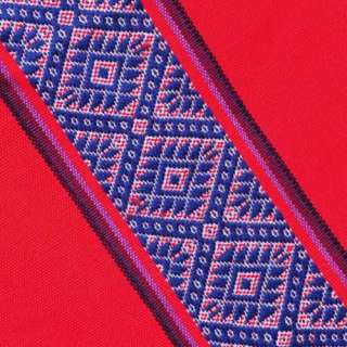 INKA SHOP II PERU: INDIO PONCHO aus Cuzco, rot mit blau weißem Muster 