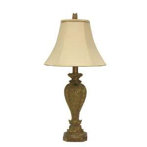  Golden Wood Tone Urn Table Lamp by Stylecraft   Golden 