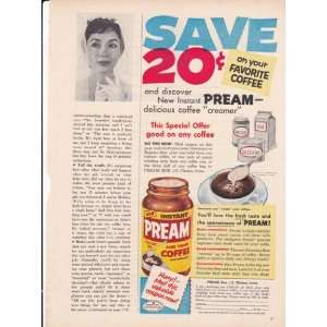 Pream Instant Coffee 1957 Original Vintage Advertisement