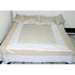 Zari Work Silk Bedspread bed sheet with Pillow & Cushion Covers
